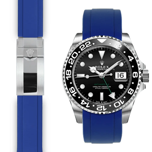 Curved End Rubber Strap for Rolex GMT Master II Ceramic Deployant - Image 3