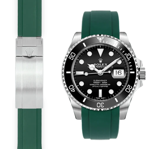 Curved End Rubber Strap for Rolex Submariner Ceramic Deployant - Image 4